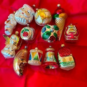 12 Vintage Hand Blown Glass Ornaments Made in West Germany